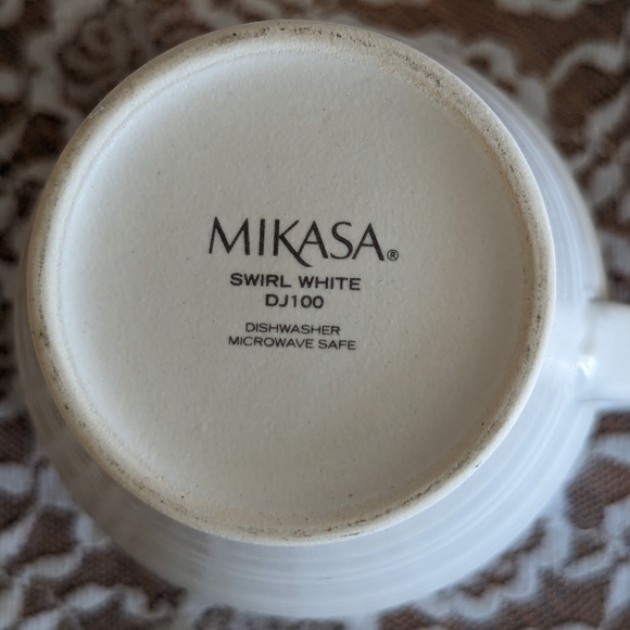 Mikasa Dining Mikasa Mugs White Swirl Dj0 Dishwasher Microwave Safe
